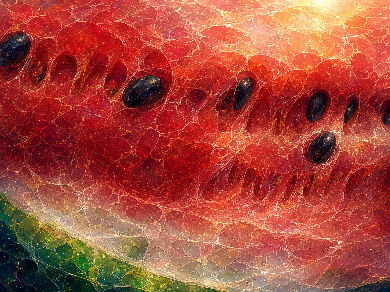 A watermelon reimagined as a luminous contemporary still life